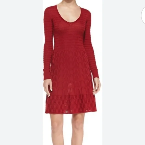 MISSONI WOMENS CREW NECK SHORT SLEEVE KNITTED FIT & FLARE DRESS SZ US 6 - Picture 3 of 14